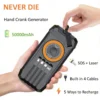 Hand Crank Solar Power Bank 50000mAh, Emergency Kit Must-Have for Hurricane Power Outage, 4 Cables, Compass & SOS Radio Light